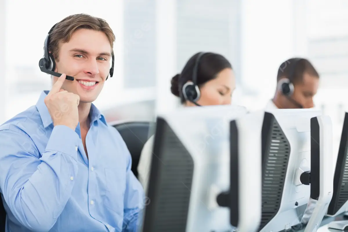 Customer support team assisting travelers